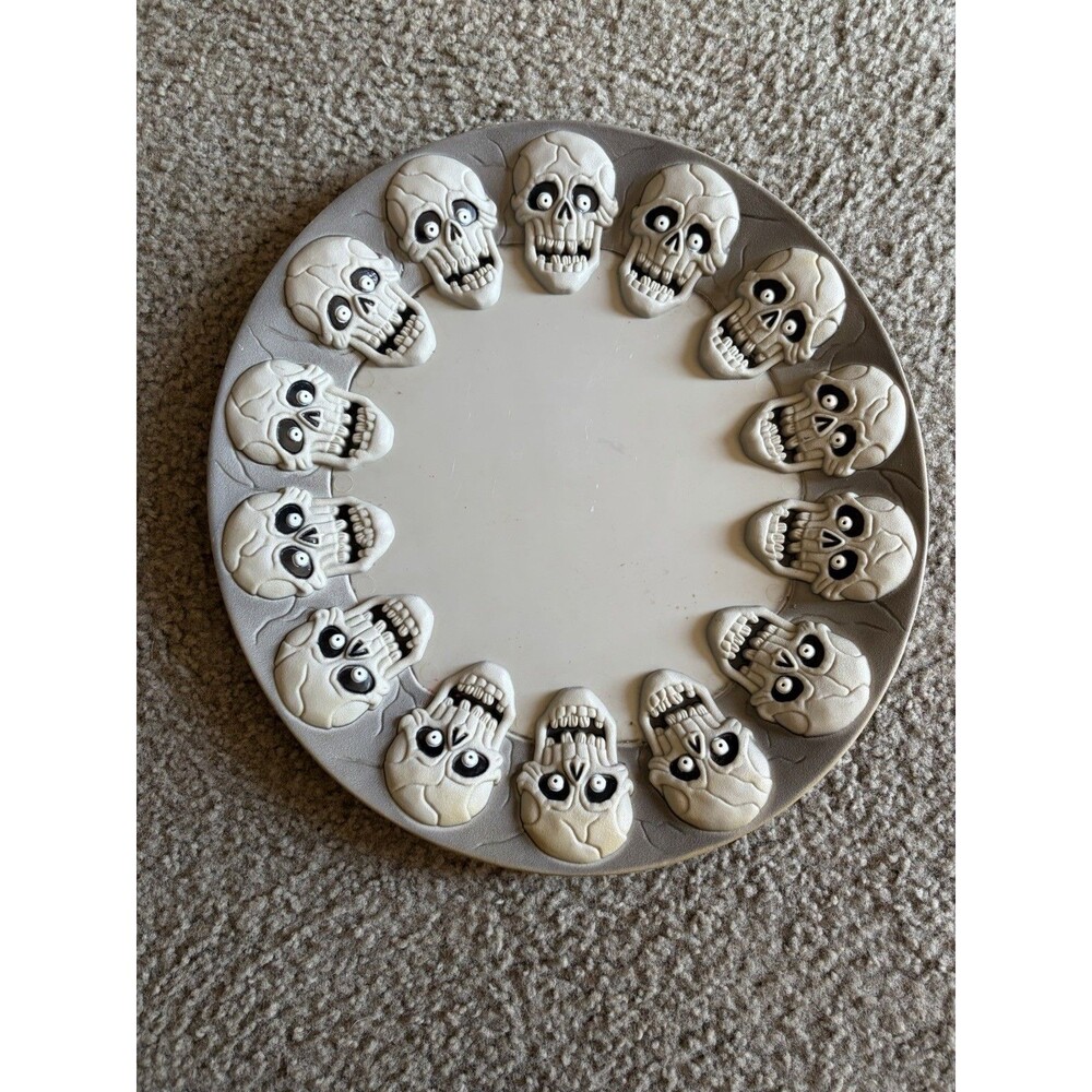 Vintage Easter Unlimited Halloween 3D Skull Plate Party Platter 16" Plastic 1990